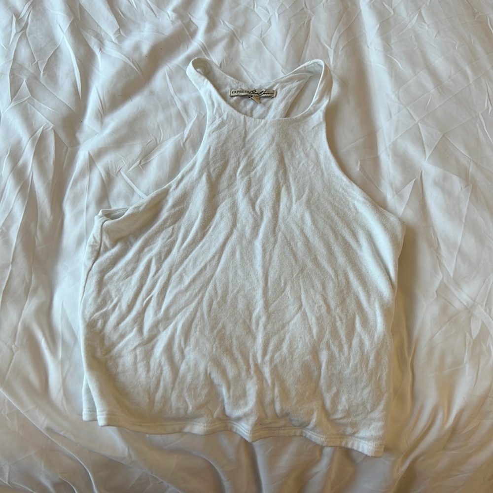 Womens express crop top white tank size M